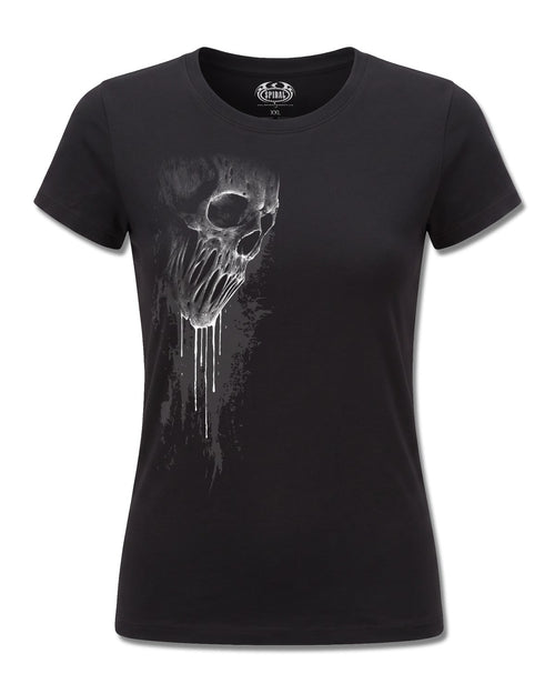 Spiral Bat Curse design, front view on Black F775, Rock Off Retail official merch