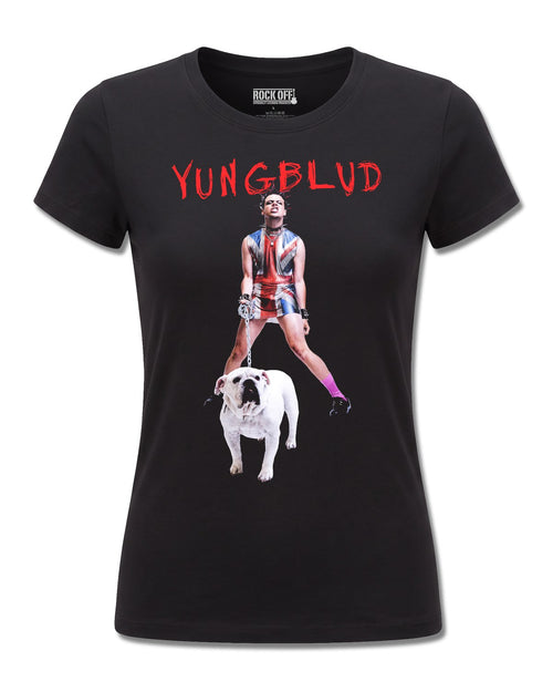 Yungblud Strawberry Lipstick (YUNGBLUD) design, front view on Black F775, Rock Off Retail official merch