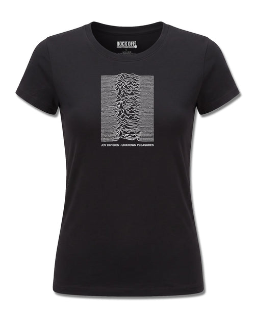 Joy Division Unknown Pleasures (Joy Division) design, front view on Black F775, Rock Off Retail official merch