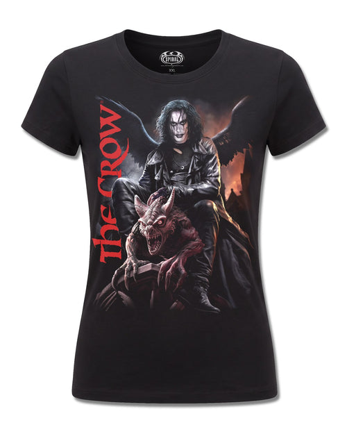 The Crow Gargoyle (The Crow) design, front view on Black F775, Rock Off Retail official merch