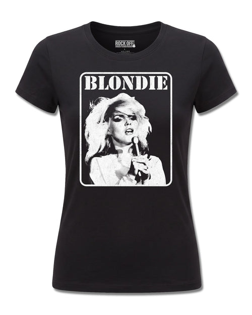 Blondie Presente Poster (Blondie) design, front view on Black F775, Rock Off Retail official merch