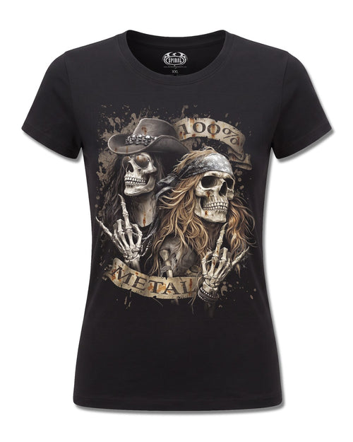 Spiral Pure Metal design, front view on Black F775, Rock Off Retail official merch