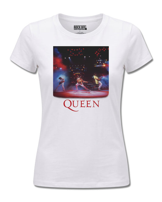 Queen Classic Crest (Queen) design, front view on White F776, Rock Off Retail official merch
