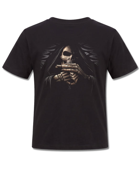 Spiral Bone Finger design, back view on Black K101, Rock Off Retail official merch