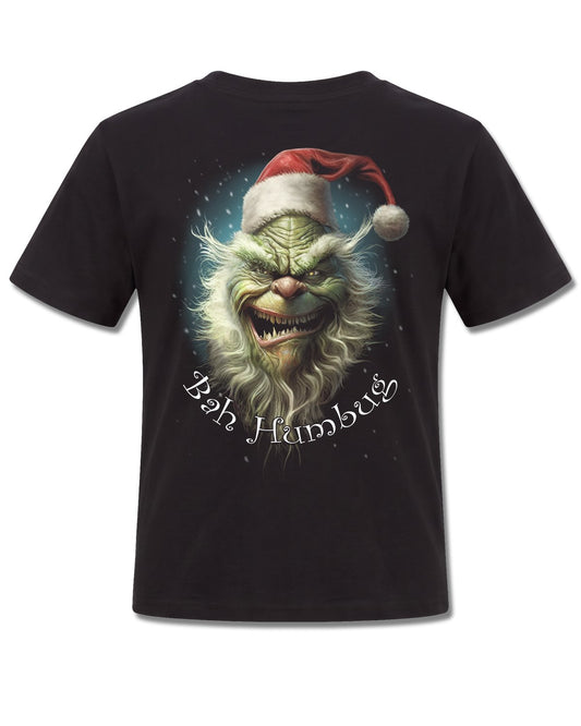 Spiral Bah Humbug design, back view on Black K101, Rock Off Retail official merch