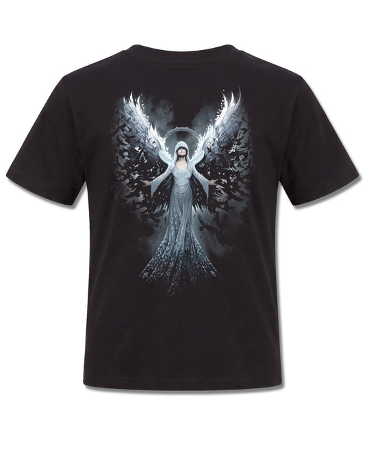 Spiral Ethereal Angel design, back view on Black K101, Rock Off Retail official merch