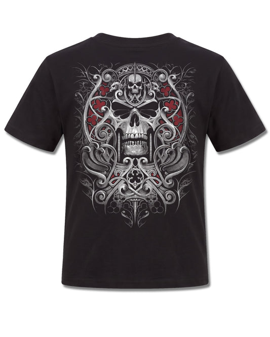 Spiral Reaper's Door design, back view on Black K101, Rock Off Retail official merch