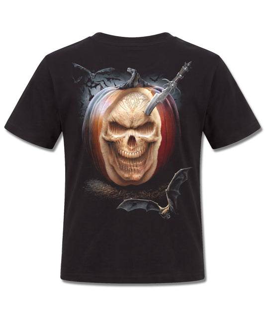 Spiral Carving Death design, back view on Black K101, Rock Off Retail official merch