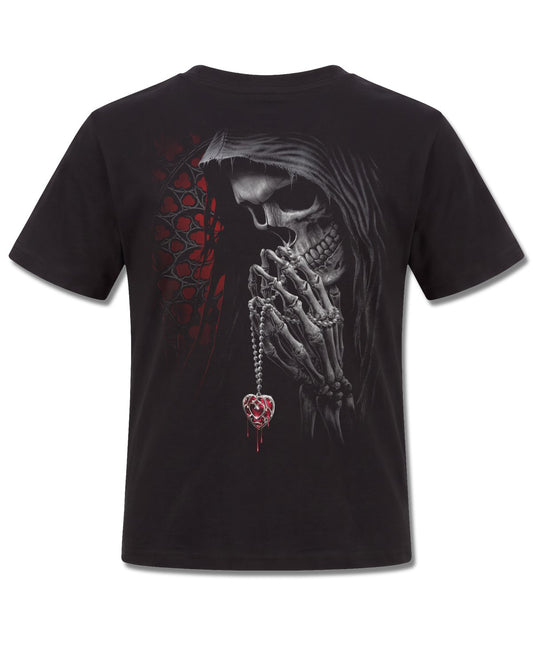 Spiral Forbidden design, back view on Black K101, Rock Off Retail official merch