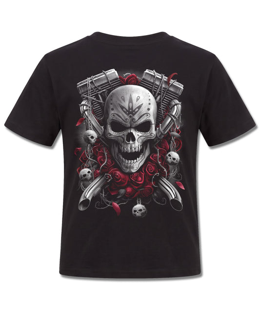 Spiral DOTD Bikers design, back view on Black K101, Rock Off Retail official merch