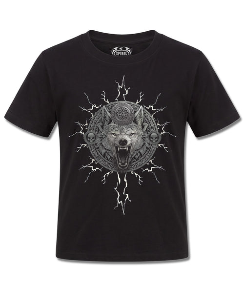 Spiral Valhalla design, front view on Black K101, Rock Off Retail official merch
