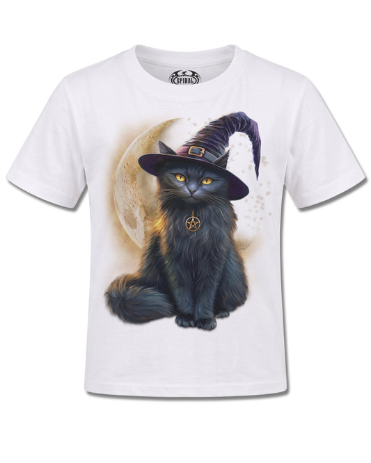 Spiral Familiar Magic design, front view on White K106, Rock Off Retail official merch