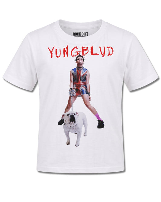 Yungblud Strawberry Lipstick (YUNGBLUD) design, front view on White K106, Rock Off Retail official merch