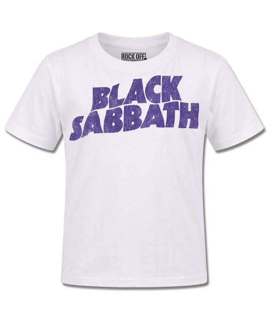 Black Sabbath Wavy Logo (Black Sabbath) design, front view on White K106, Rock Off Retail official merch