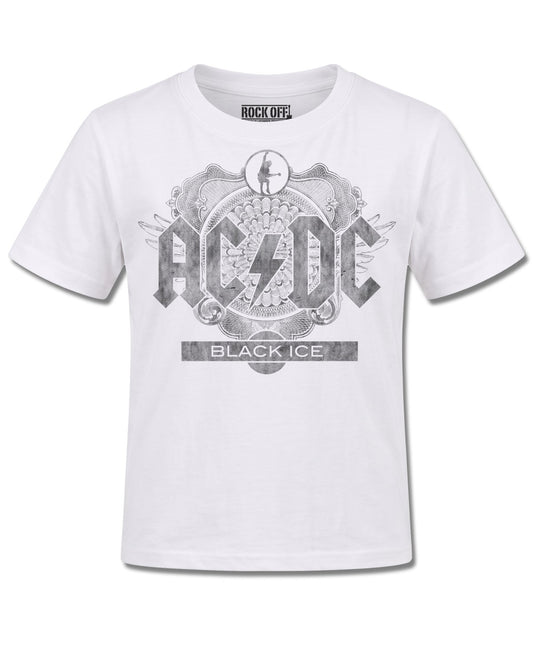 AC/DC Black Ice (AC/DC) design, front view on White K106, Rock Off Retail official merch