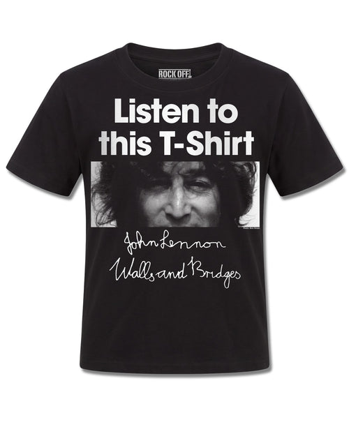 John Lennon Listen (John Lennon) design, front view on Black K121, Rock Off Retail official merch