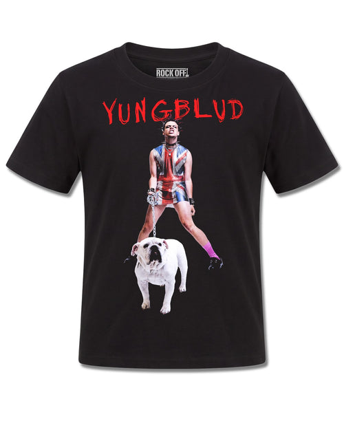 Yungblud Strawberry Lipstick (YUNGBLUD) design, front view on Black K121, Rock Off Retail official merch