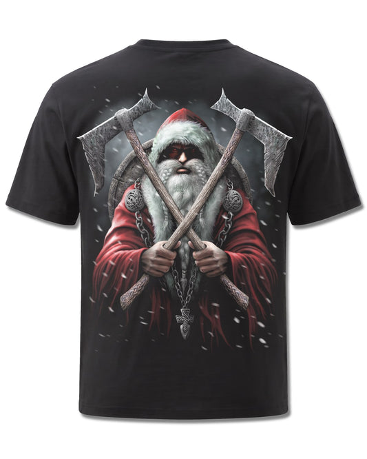 Spiral Sleigher design, back view on Black M101, Rock Off Retail official merch