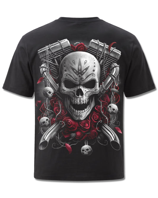 Spiral DOTD Bikers design, back view on Black M101, Rock Off Retail official merch