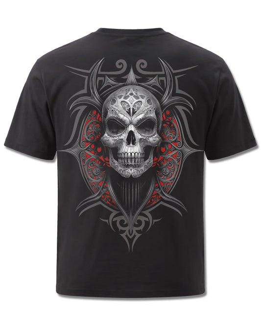 Spiral High Priestess design, back view on Black M101, Rock Off Retail official merch