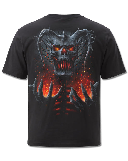 Spiral Death Embers design, back view on Black M101, Rock Off Retail official merch