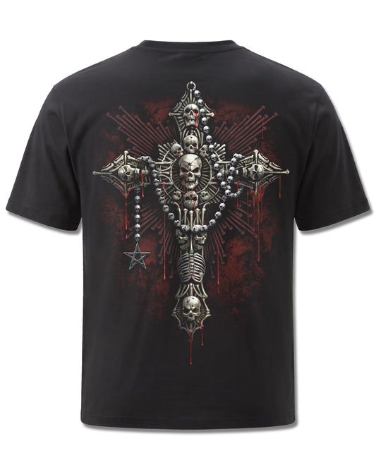 Spiral Death Bones design, back view on Black M101, Rock Off Retail official merch