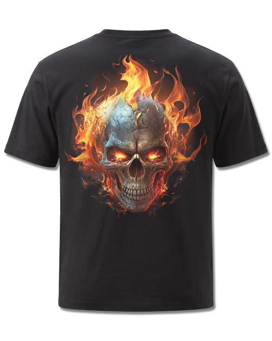 Spiral Night Rider design, back view on Black M101, Rock Off Retail official merch