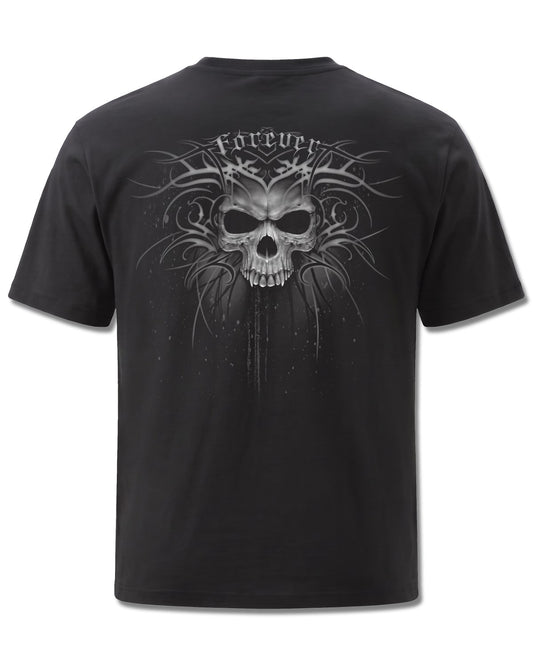 Spiral Death Forever design, back view on Black M101, Rock Off Retail official merch