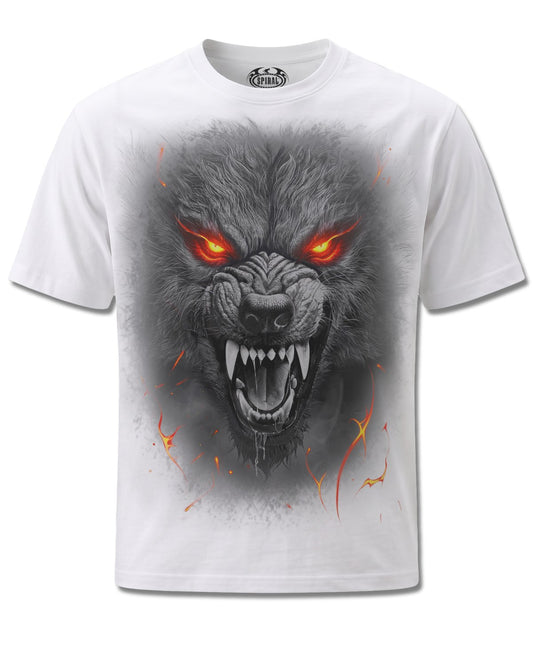 Spiral Darkest Fear design, front view on White M113, Rock Off Retail official merch