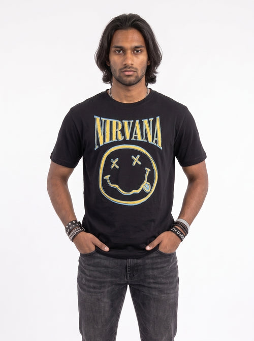 Nirvana - Yellow Happy Face - T-Shirt, second view
