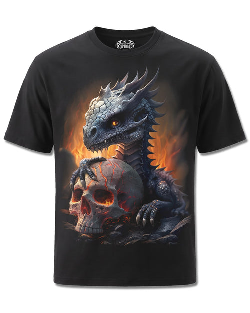 Spiral Hatchling design, front view on Black M121, Rock Off Retail official merch