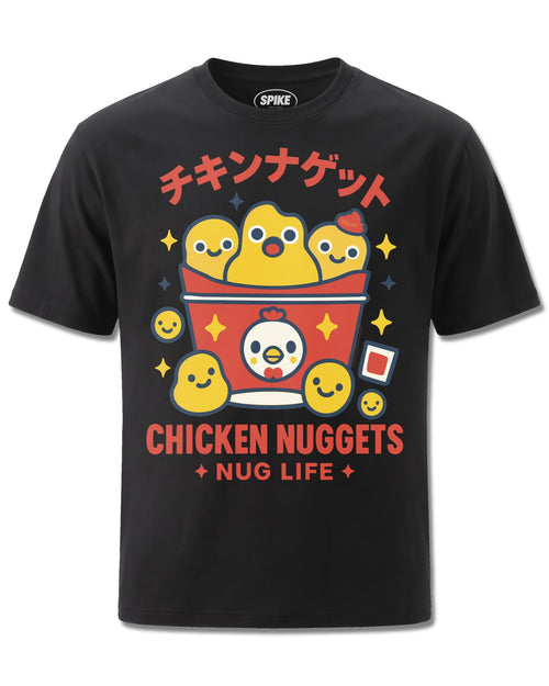 Pango Chicken Nuggets (Pango) design, front view on Black M121, Rock Off Retail official merch
