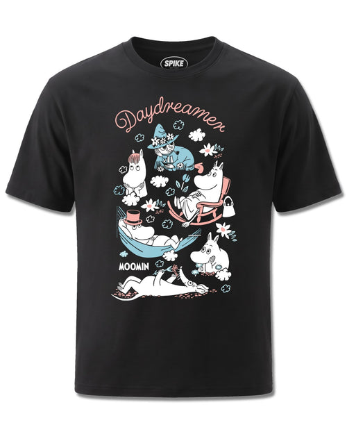 Moomin Daydreamer (Moomin) design, front view on Black M121, Rock Off Retail official merch