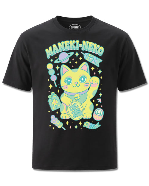 Pango Meneki Neko (Pango) design, front view on Black M121, Rock Off Retail official merch