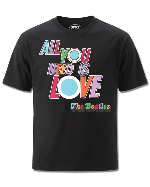 Beatles All You Need Is Love (The Beatles) design, front view on Black M121, Rock Off Retail official merch