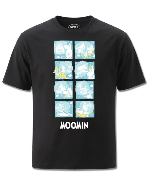 Moomin Day Dream Family (Moomin) design, front view on Black M121, Rock Off Retail official merch