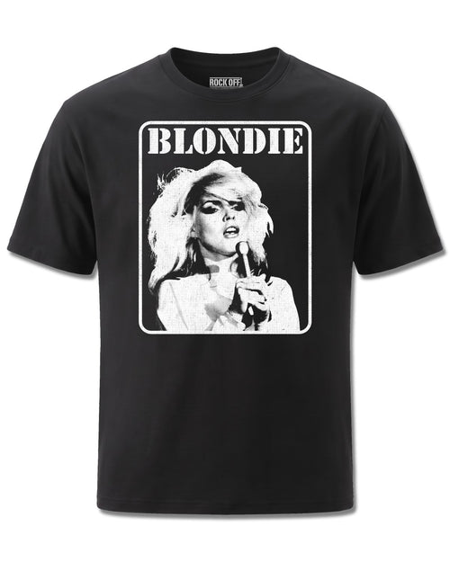 Blondie Presente Poster (Blondie) design, front view on Black M121, Rock Off Retail official merch
