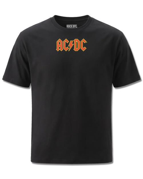 AC/DC Logo (AC/DC) design, front view on Black M121, Rock Off Retail official merch