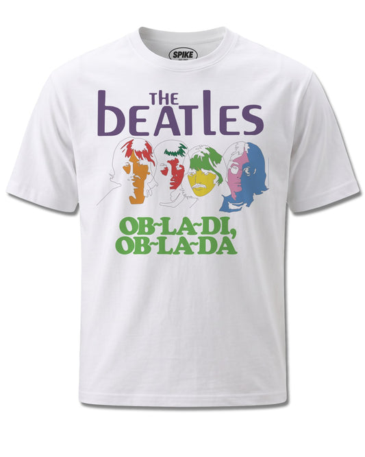 Beatles Abbey Road Gold (The Beatles) design, front view on White M137, Rock Off Retail official merch