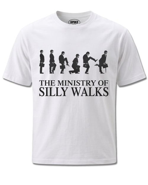 Monty Python Ministry Of Silly Walks (Monty Python) design, front view on White M137, Rock Off Retail official merch