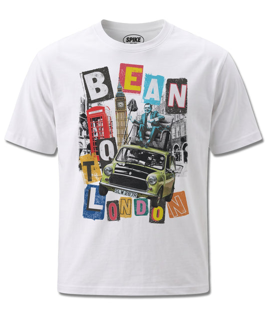 Mr Bean London (Mr Bean) design, front view on White M137, Rock Off Retail official merch