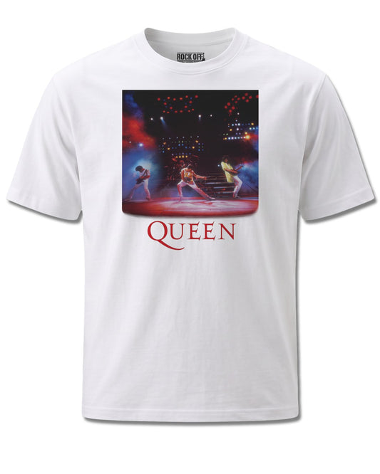 Queen Classic Crest (Queen) design, front view on White M137, Rock Off Retail official merch