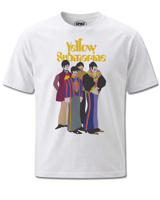 Beatles Yellow Submarine Ii (The Beatles) design, front view on White M137, Rock Off Retail official merch