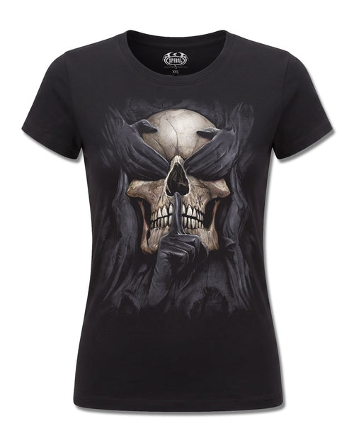 Spiral See No Evil design, front view on Black F775, Rock Off Retail official merch