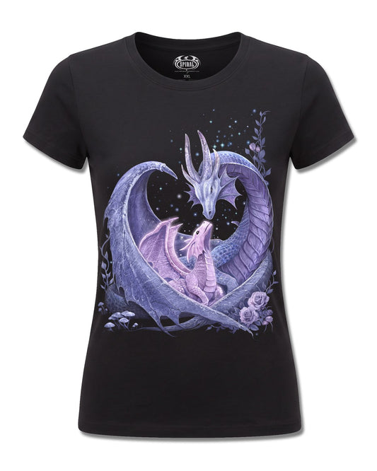 Spiral Maternal Instincts design, front view on Black F775, Rock Off Retail official merch
