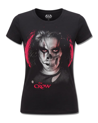 The Crow Skull Face (The Crow) design, front view on Black F775, Rock Off Retail official merch