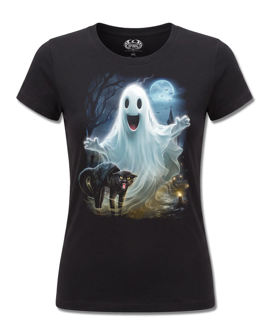 Spiral High Spirits design, front view on Black F775, Rock Off Retail official merch