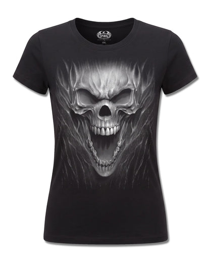 Spiral Beast Within design, front view on Black F775, Rock Off Retail official merch
