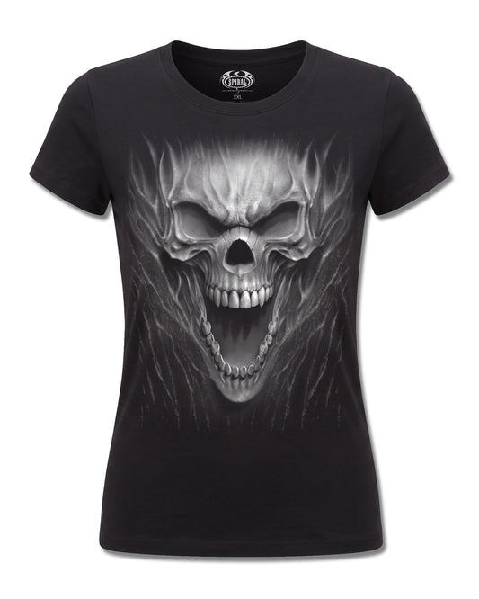 Spiral Beast Within design, front view on Black F775, Rock Off Retail official merch