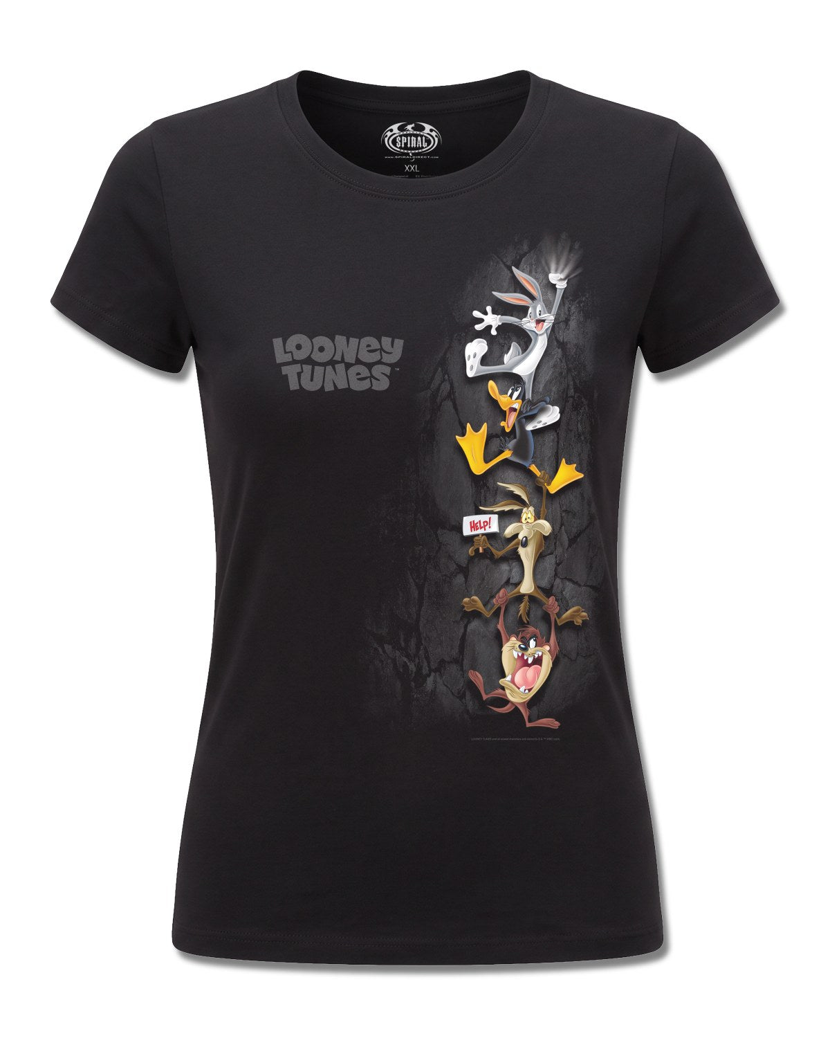 Looney Tunes Hanging Tunes (Looney Tunes) design, front view on Black F775, Rock Off Retail official merch
